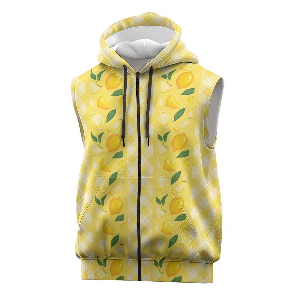 Hawaii Lemon Palaka Sleeveless Zip Hoodie Striped Stylized LT01 Yellow - Polynesian Pride