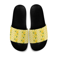 Hawaii Lemon Palaka Slide Sandals Striped Stylized LT01 Yellow - Polynesian Pride