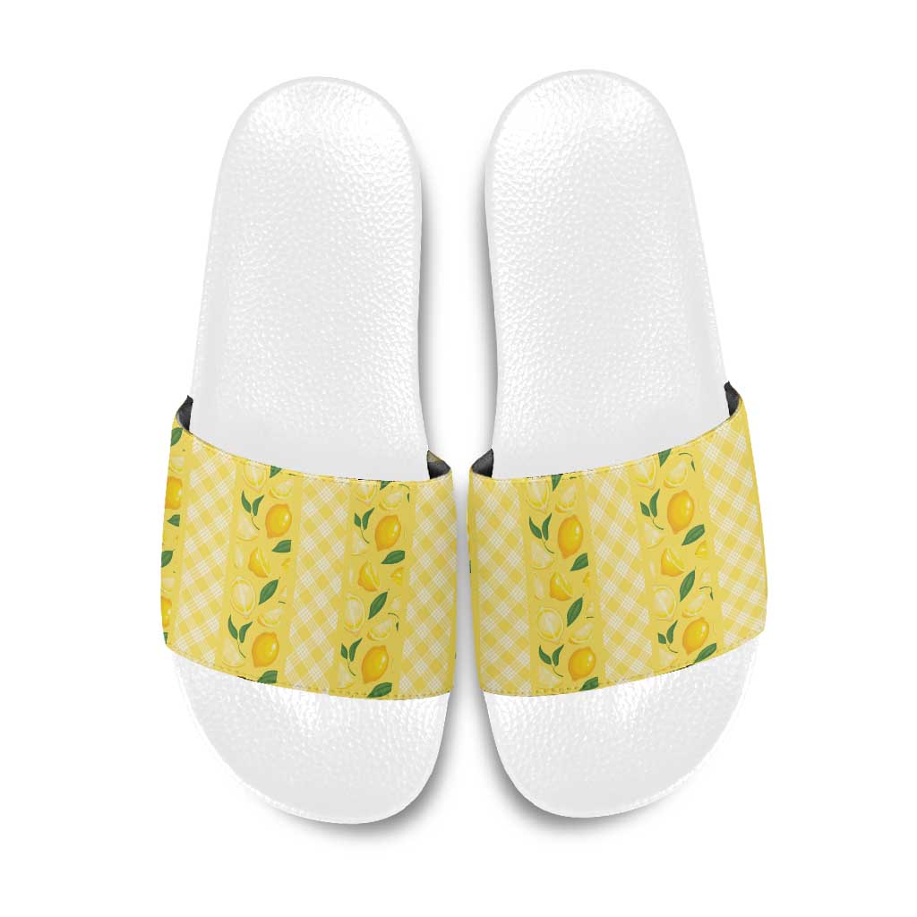Hawaii Lemon Palaka Slide Sandals Striped Stylized LT01 Yellow - Polynesian Pride