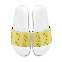 Hawaii Lemon Palaka Slide Sandals Striped Stylized LT01 Yellow - Polynesian Pride