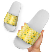 Hawaii Lemon Palaka Slide Sandals Striped Stylized LT01 - Polynesian Pride