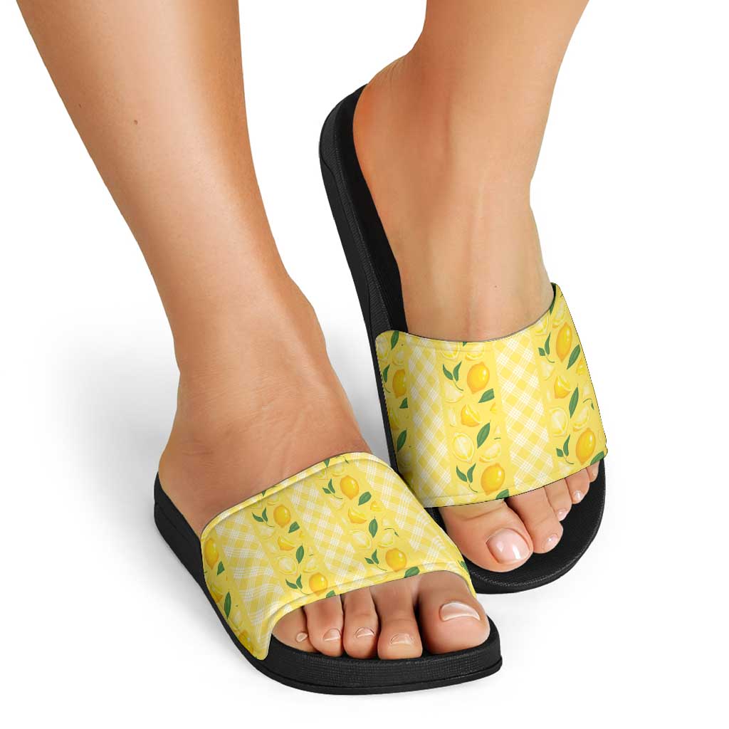 Hawaii Lemon Palaka Slide Sandals Striped Stylized LT01 - Polynesian Pride