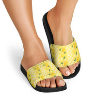 Hawaii Lemon Palaka Slide Sandals Striped Stylized LT01 - Polynesian Pride