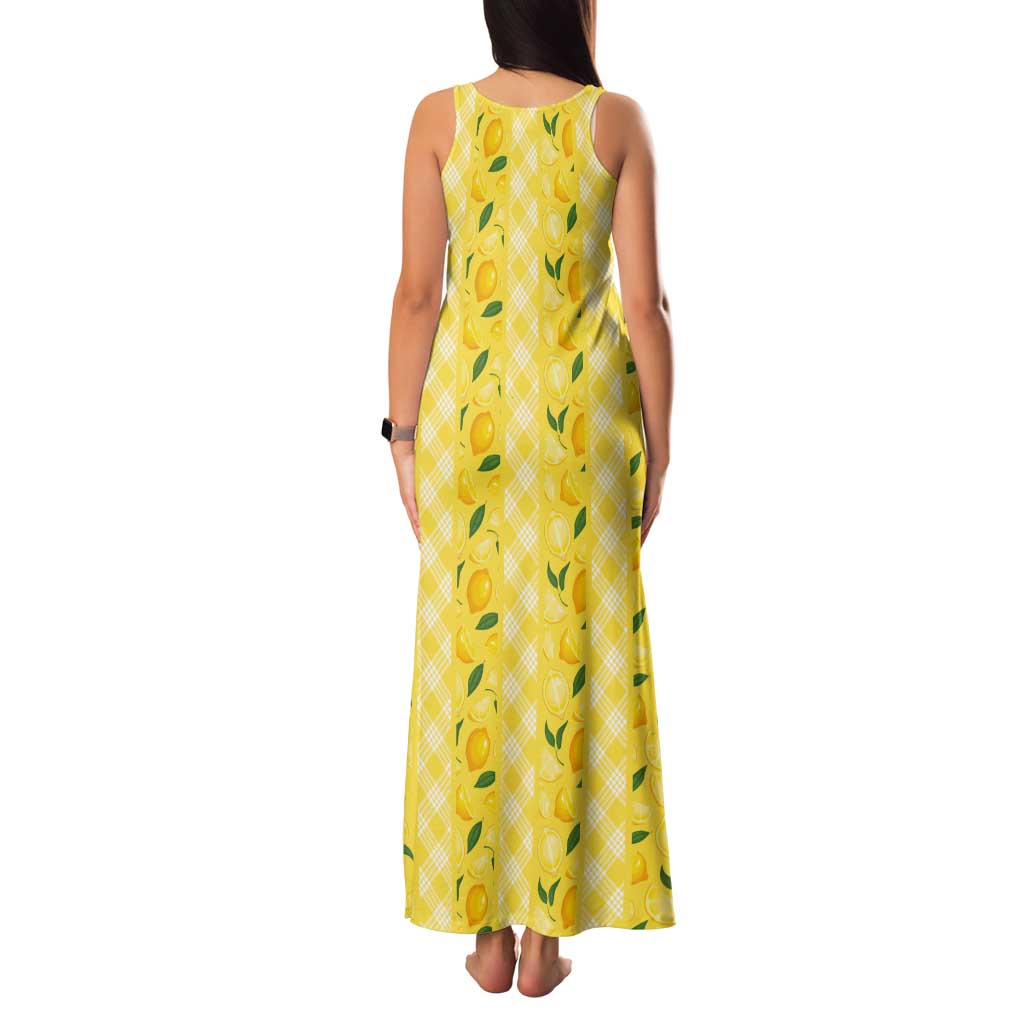 Hawaii Lemon Palaka Tank Maxi Dress Striped Stylized