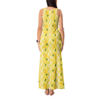 Hawaii Lemon Palaka Tank Maxi Dress Striped Stylized