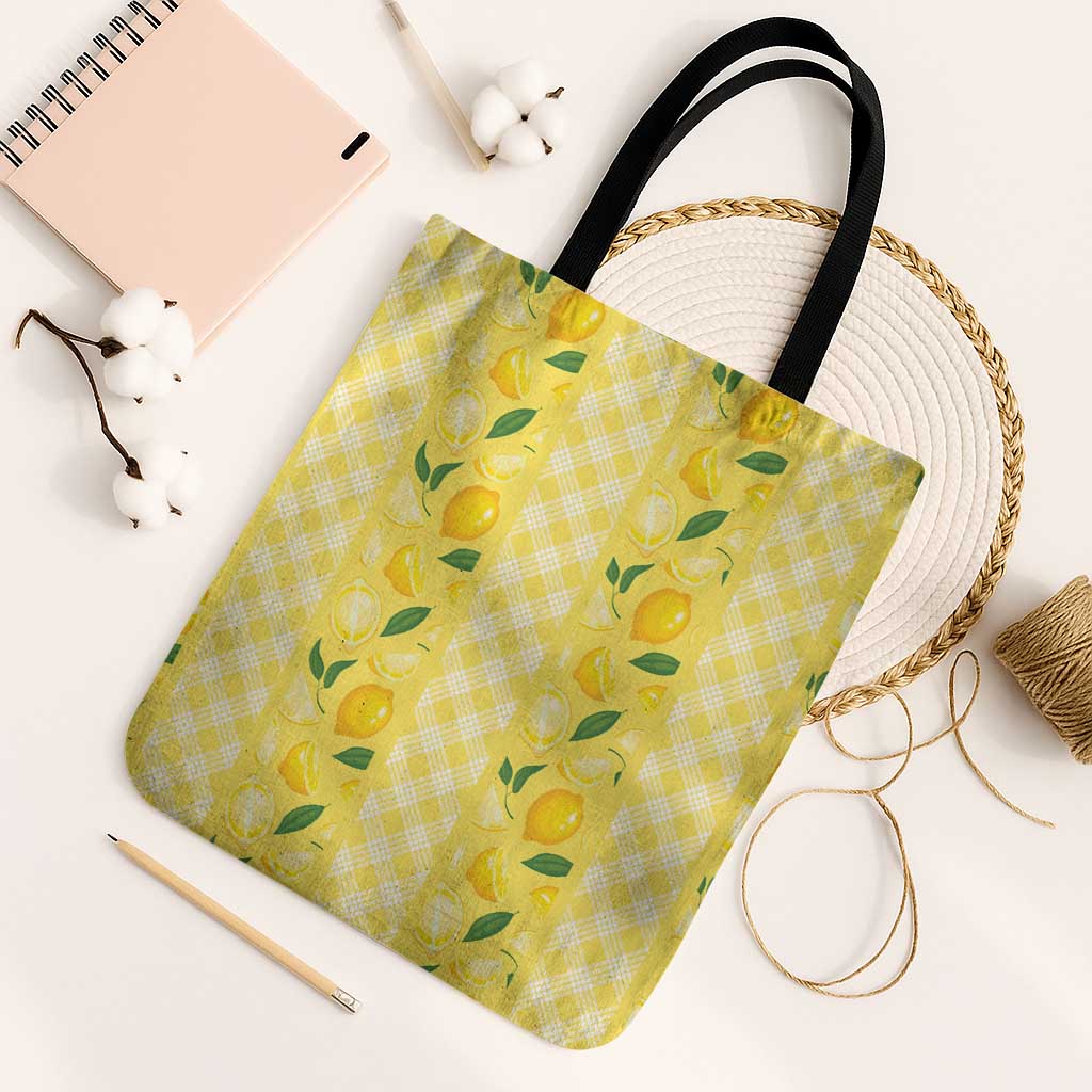 Hawaii Lemon Palaka Tote Bag Striped Stylized LT01 Black Strap One Size Yellow - Polynesian Pride
