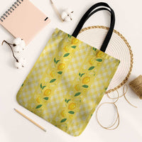 Hawaii Lemon Palaka Tote Bag Striped Stylized LT01 Black Strap One Size Yellow - Polynesian Pride