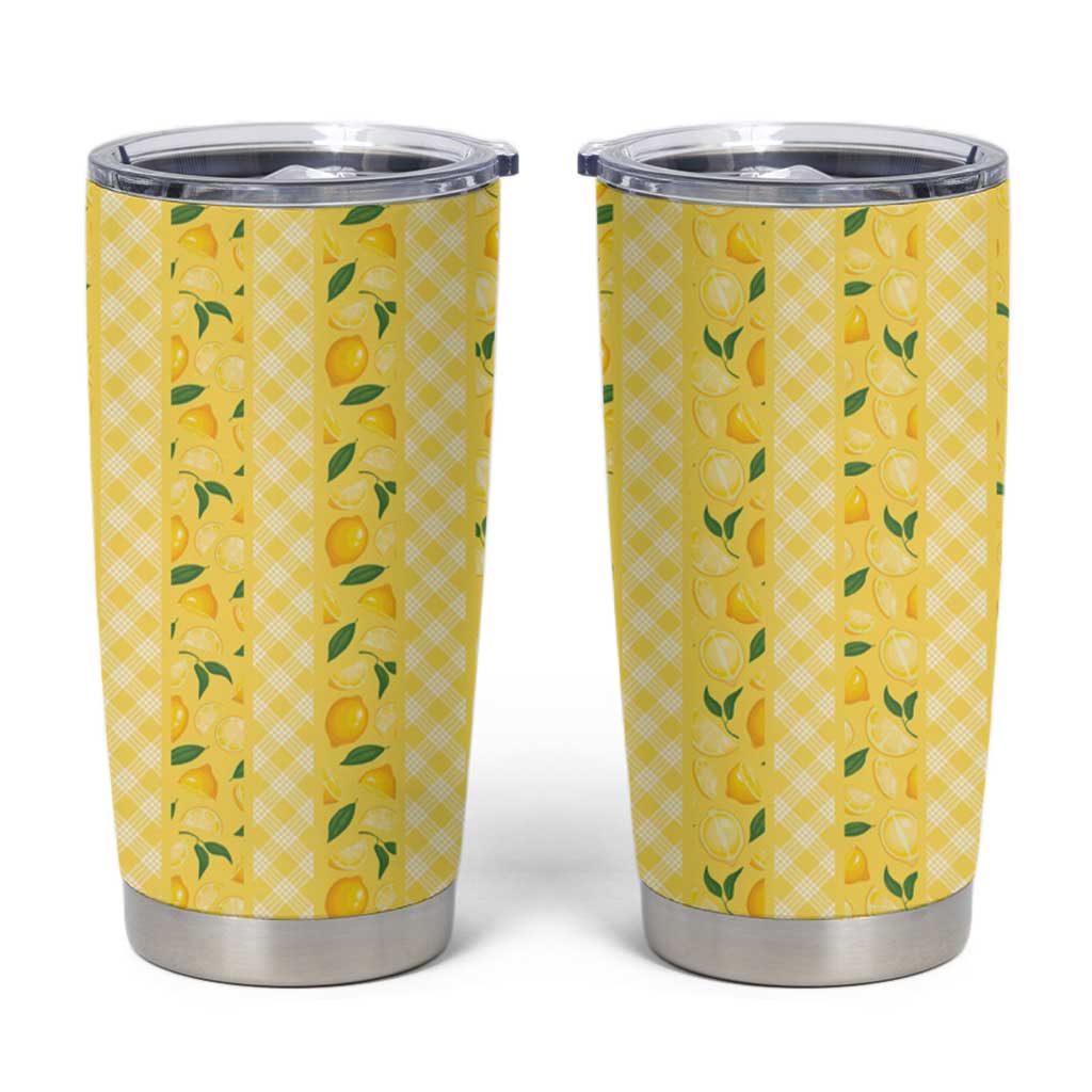 Hawaii Lemon Palaka Tumbler Cup Striped Stylized LT01 Yellow - Polynesian Pride