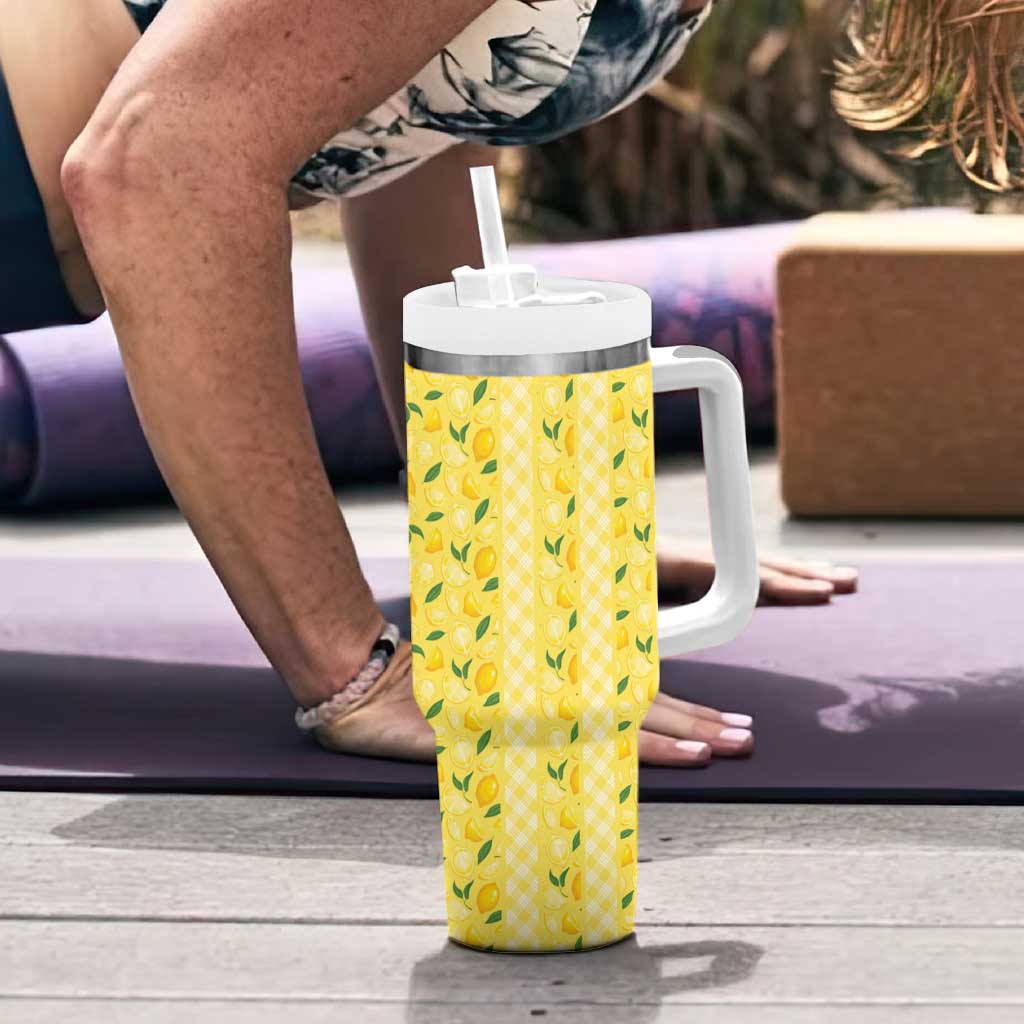 Hawaii Lemon Palaka Tumbler With Handle Striped Stylized LT01 - Polynesian Pride