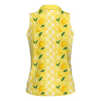 Hawaii Lemon Palaka Women Sleeveless Polo Shirt Striped Stylized LT01 - Polynesian Pride