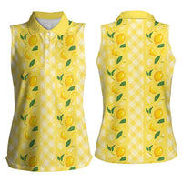 Hawaii Lemon Palaka Women Sleeveless Polo Shirt Striped Stylized LT01 - Polynesian Pride