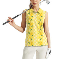 Hawaii Lemon Palaka Women Sleeveless Polo Shirt Striped Stylized LT01 - Polynesian Pride