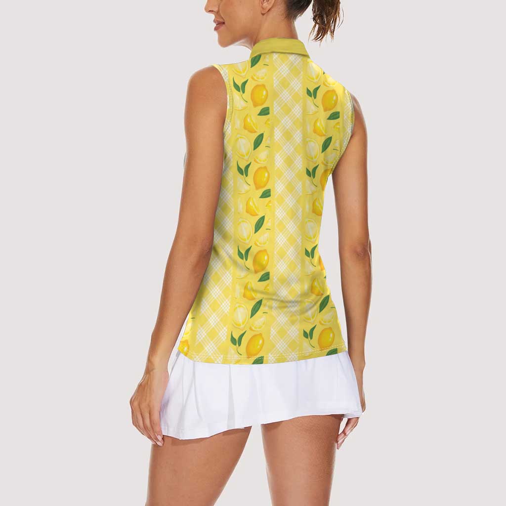 Hawaii Lemon Palaka Women Sleeveless Polo Shirt Striped Stylized LT01 - Polynesian Pride