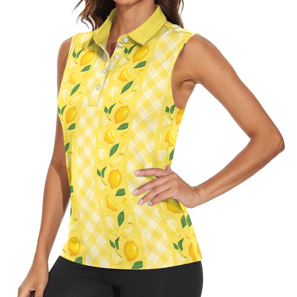 Hawaii Lemon Palaka Women Sleeveless Polo Shirt Striped Stylized LT01 - Polynesian Pride