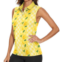 Hawaii Lemon Palaka Women Sleeveless Polo Shirt Striped Stylized LT01 - Polynesian Pride