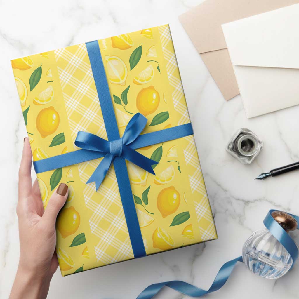 Hawaii Lemon Palaka Wrapping Paper Striped Stylized