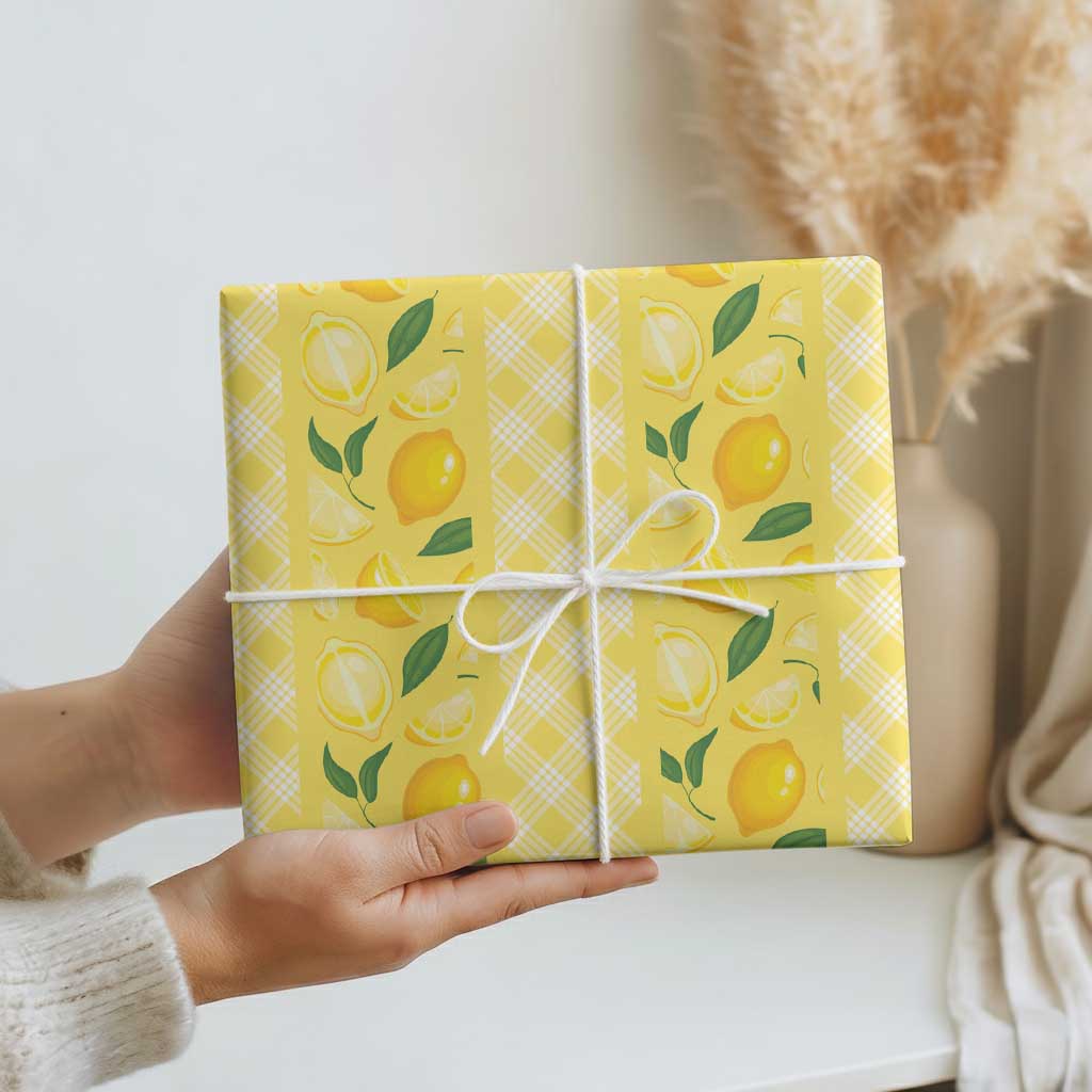 Hawaii Lemon Palaka Wrapping Paper Striped Stylized