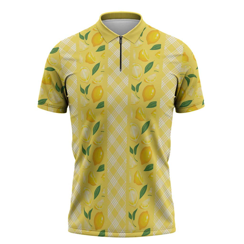 Hawaii Lemon Palaka Zipper Polo Shirt Striped Stylized