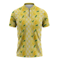 Hawaii Lemon Palaka Zipper Polo Shirt Striped Stylized