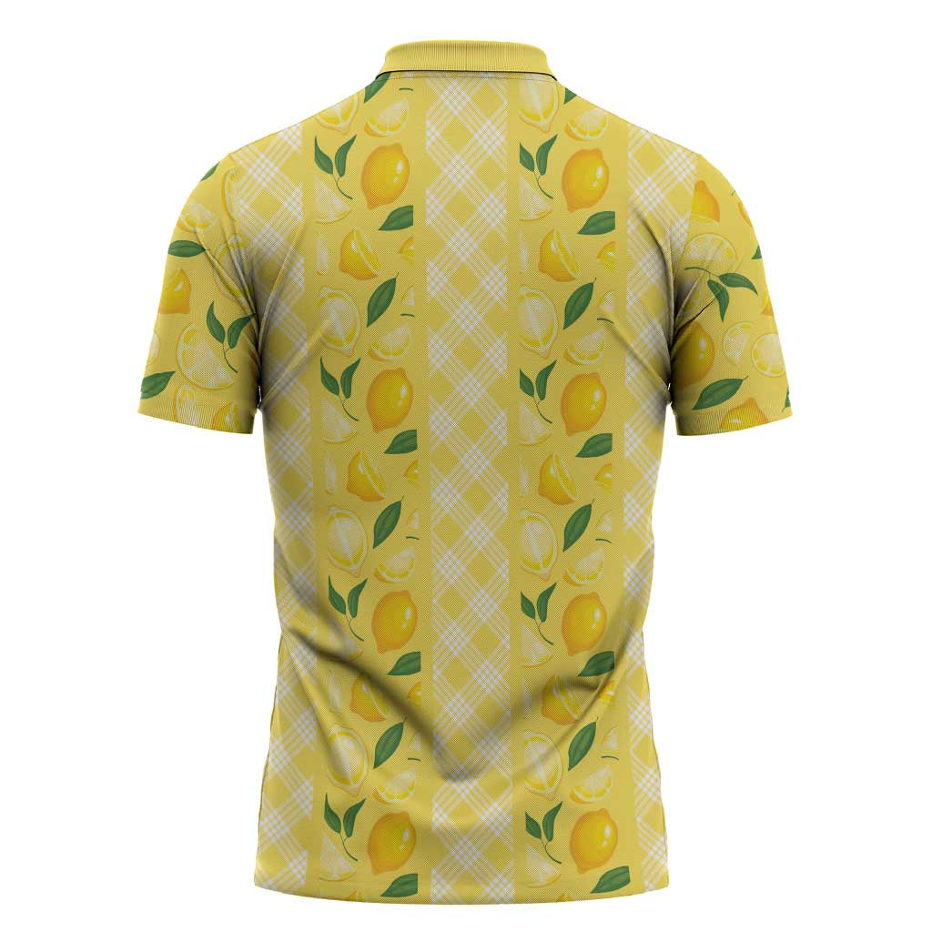 Hawaii Lemon Palaka Zipper Polo Shirt Striped Stylized