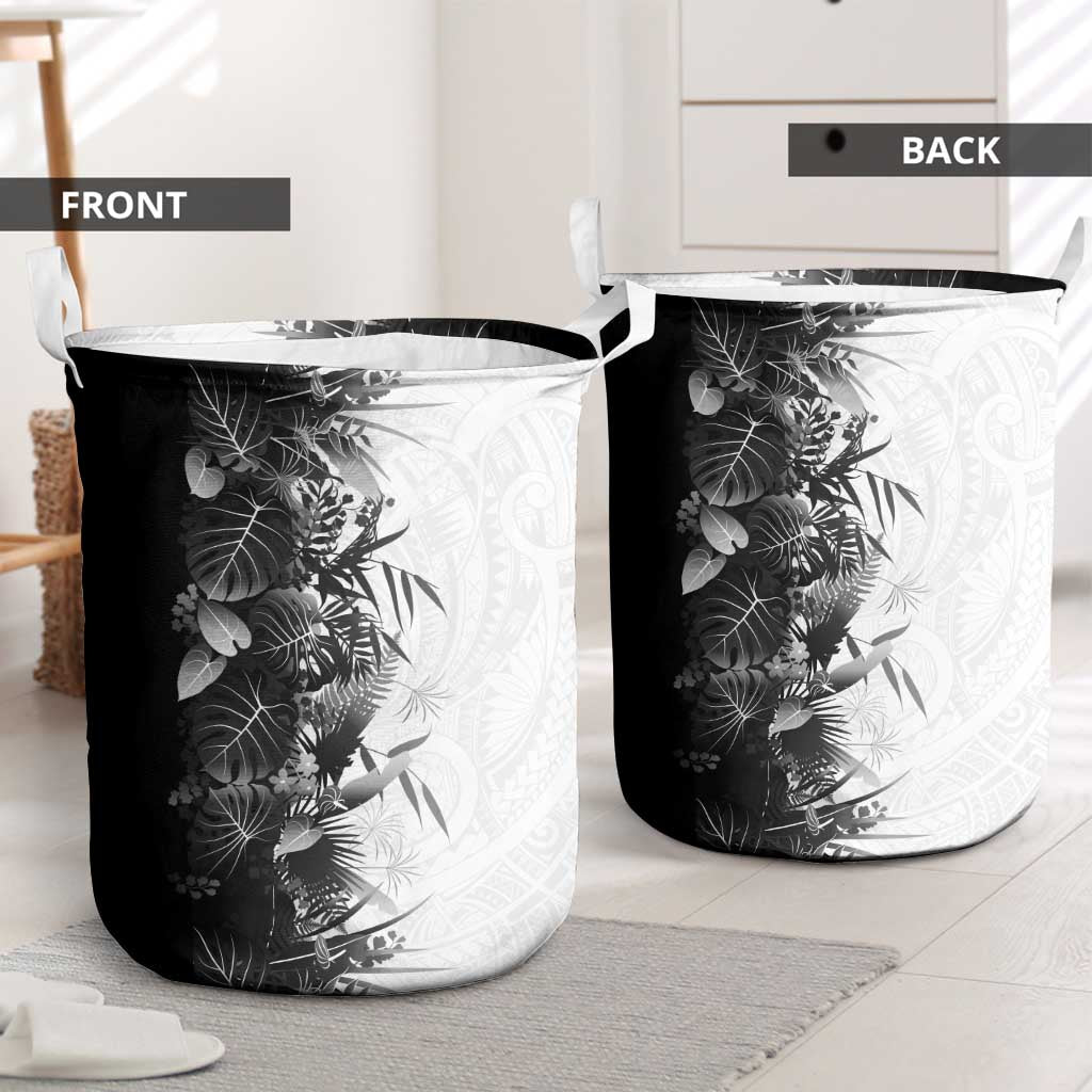 Hawaii Tropical Plant Monochrome Laundry Basket Vibrant Polynesian Pattern LT01 - Polynesian Pride