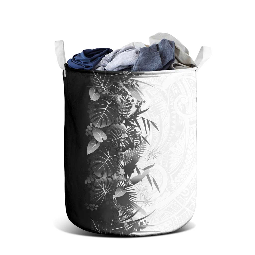 Hawaii Tropical Plant Monochrome Laundry Basket Vibrant Polynesian Pattern LT01 - Polynesian Pride