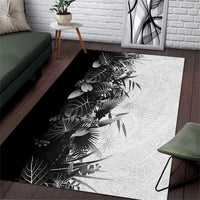 Hawaii Tropical Plant Monochrome Area Rug Vibrant Polynesian Pattern
