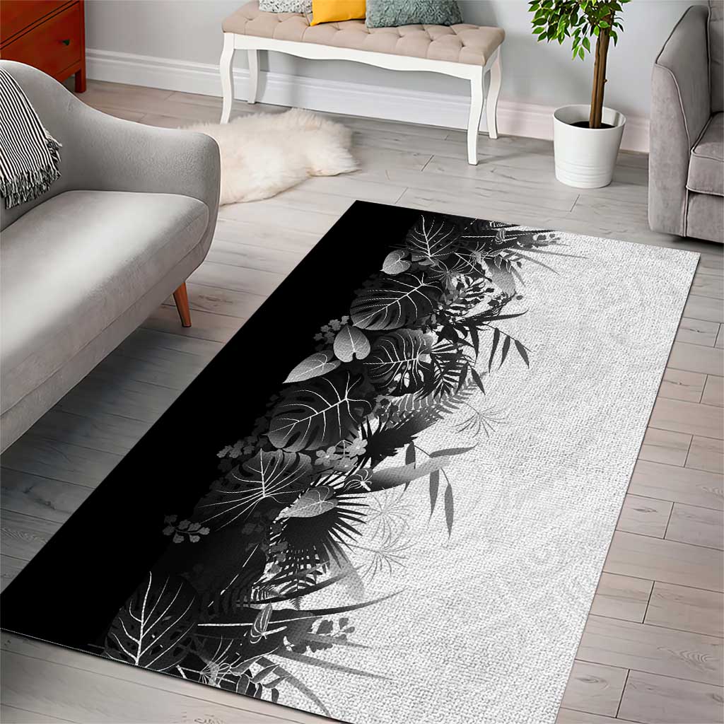 Hawaii Tropical Plant Monochrome Area Rug Vibrant Polynesian Pattern