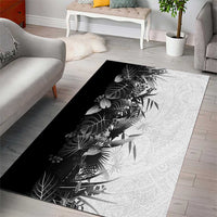 Hawaii Tropical Plant Monochrome Area Rug Vibrant Polynesian Pattern