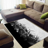 Hawaii Tropical Plant Monochrome Area Rug Vibrant Polynesian Pattern