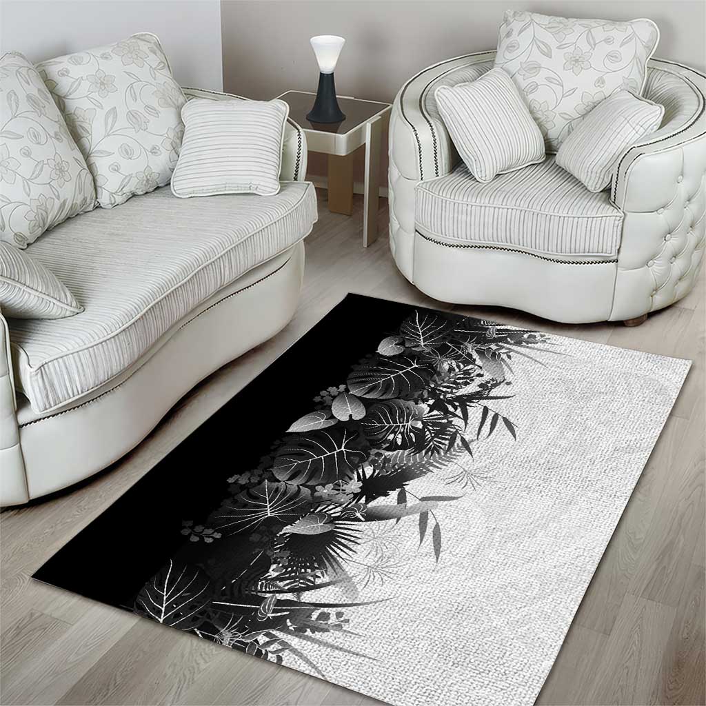 Hawaii Tropical Plant Monochrome Area Rug Vibrant Polynesian Pattern