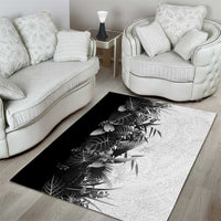 Hawaii Tropical Plant Monochrome Area Rug Vibrant Polynesian Pattern