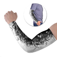 Hawaii Tropical Plant Monochrome Arm Sleeves Vibrant Polynesian Pattern