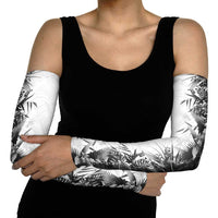 Hawaii Tropical Plant Monochrome Arm Sleeves Vibrant Polynesian Pattern