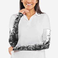 Hawaii Tropical Plant Monochrome Arm Sleeves Vibrant Polynesian Pattern