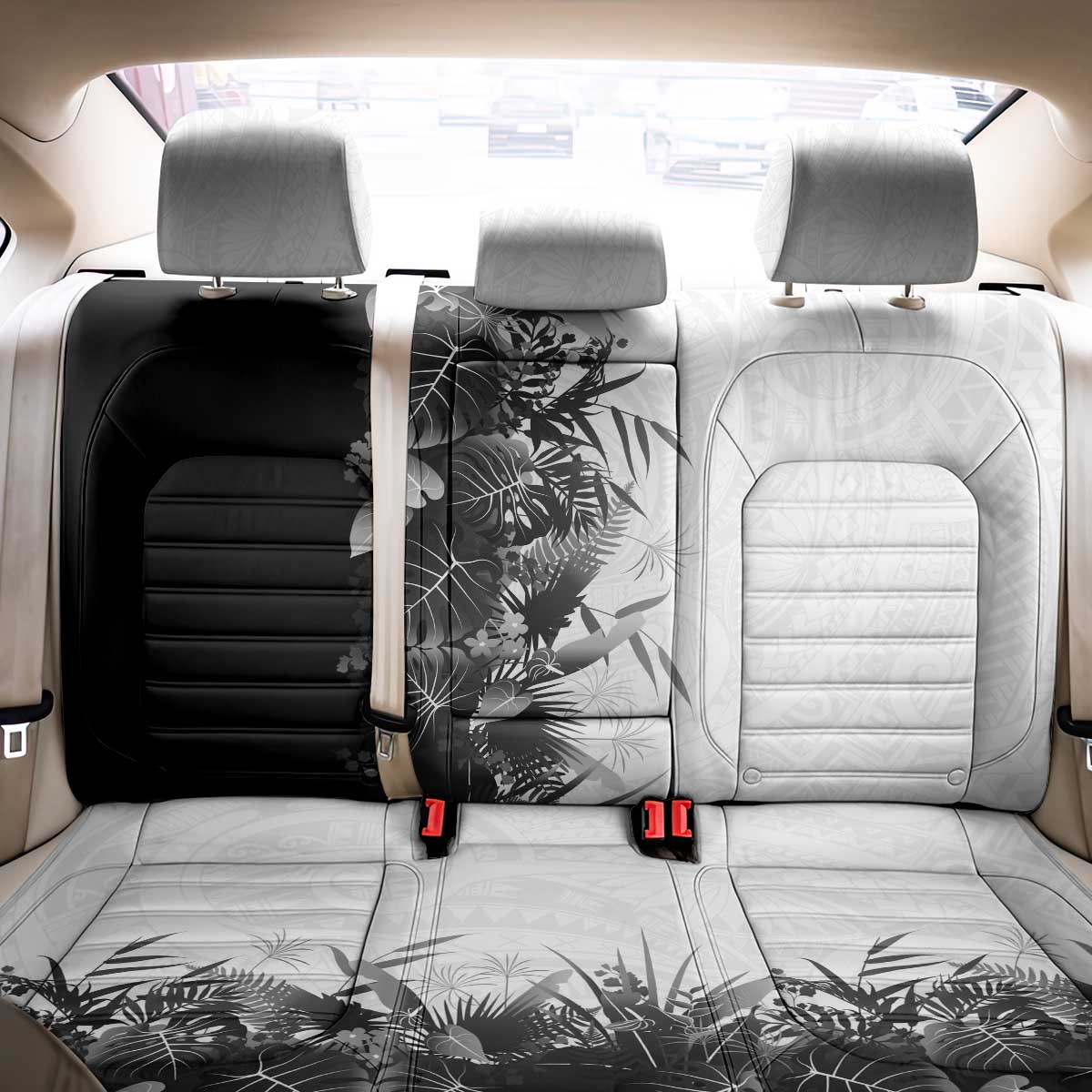 Hawaii Tropical Plant Monochrome Back Car Seat Cover Vibrant Polynesian Pattern LT01 - Polynesian Pride
