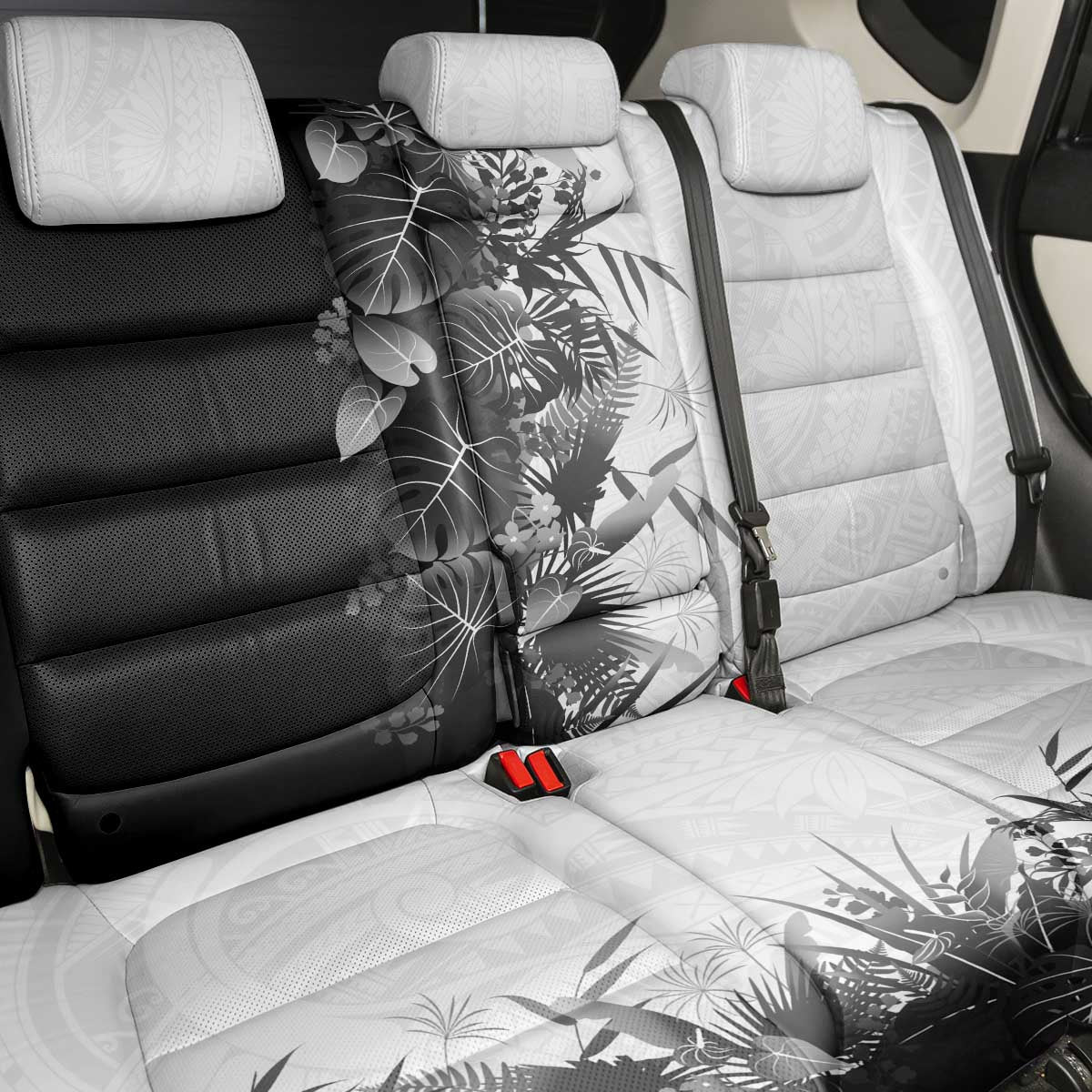 Hawaii Tropical Plant Monochrome Back Car Seat Cover Vibrant Polynesian Pattern LT01 - Polynesian Pride