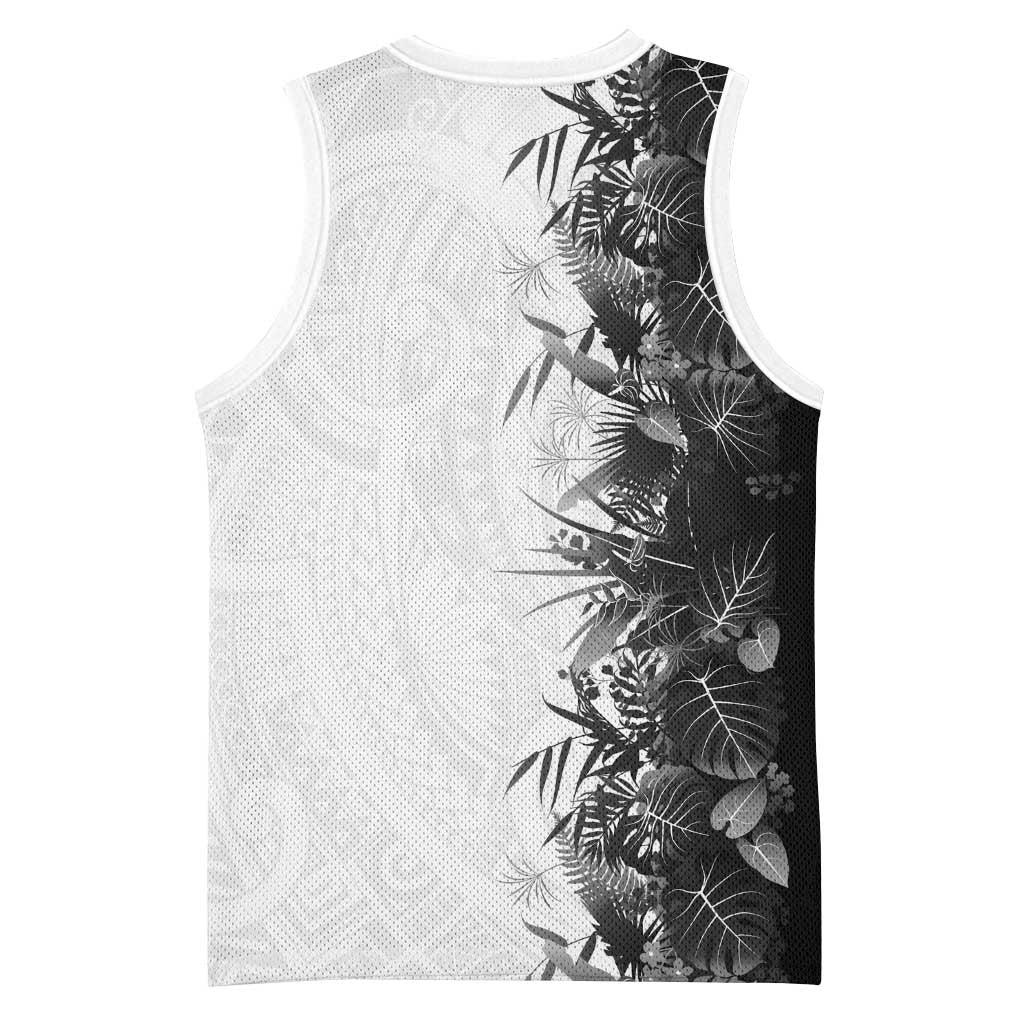 Hawaii Tropical Plant Monochrome Basketball Jersey Vibrant Polynesian Pattern LT01 - Polynesian Pride