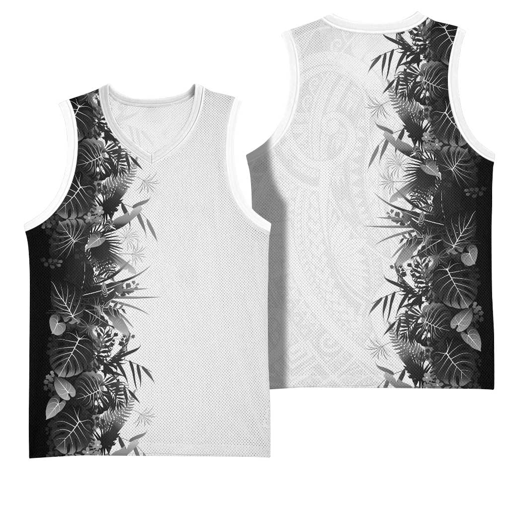 Hawaii Tropical Plant Monochrome Basketball Jersey Vibrant Polynesian Pattern LT01 - Polynesian Pride