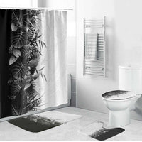 Hawaii Tropical Plant Monochrome Bathroom Set Vibrant Polynesian Pattern LT01 Bathroom Set (4 pcs) Black - Polynesian Pride