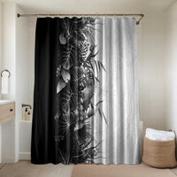 Hawaii Tropical Plant Monochrome Bathroom Set Vibrant Polynesian Pattern LT01 Shower Curtain Only Black - Polynesian Pride
