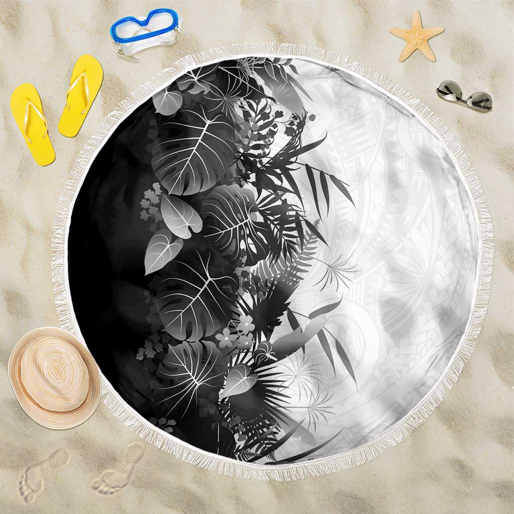 Hawaii Tropical Plant Monochrome Beach Blanket Vibrant Polynesian Pattern LT01 One Size 150cm Black - Polynesian Pride