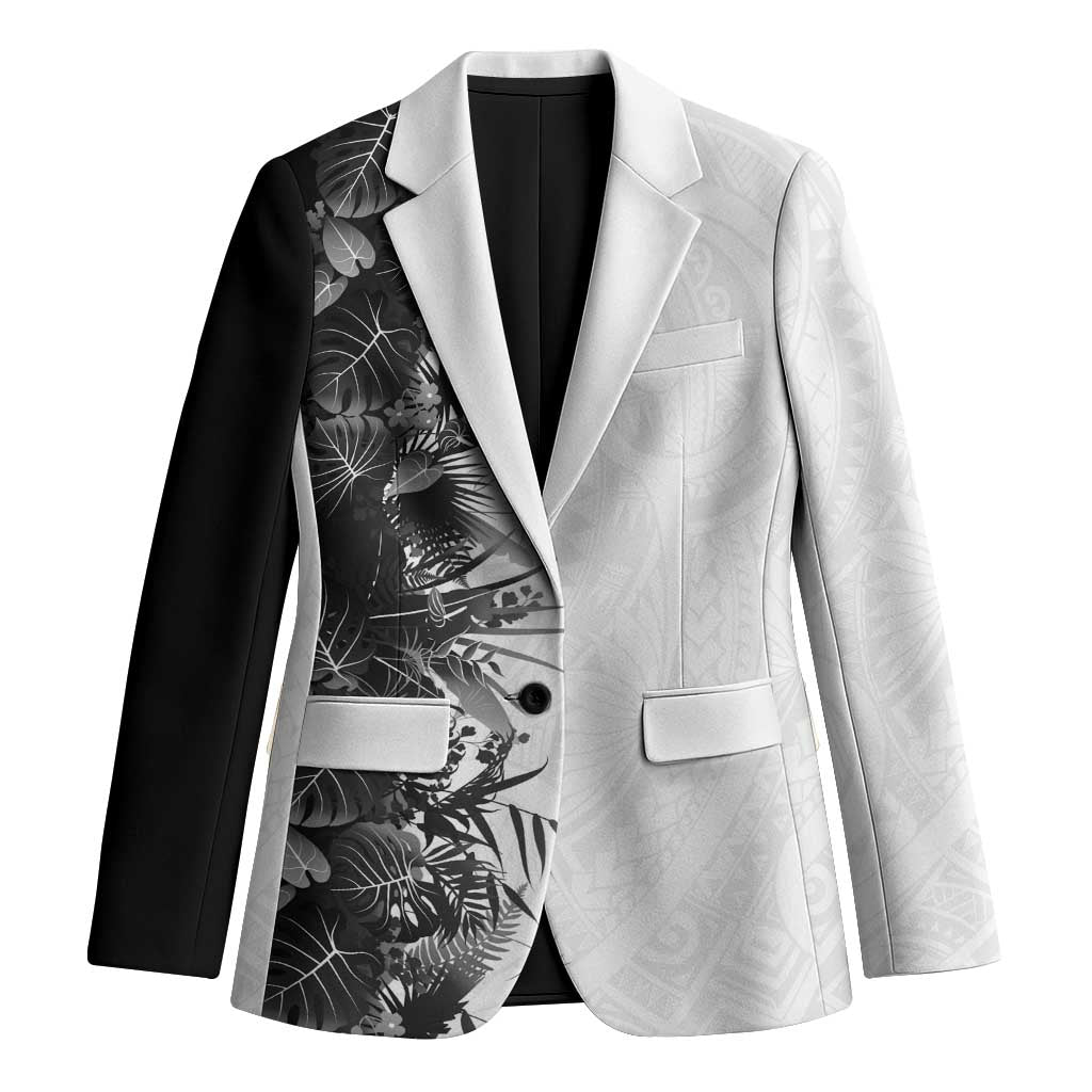 Hawaii Tropical Plant Monochrome Blazer Vibrant Polynesian Pattern LT01 Unisex Black - Polynesian Pride