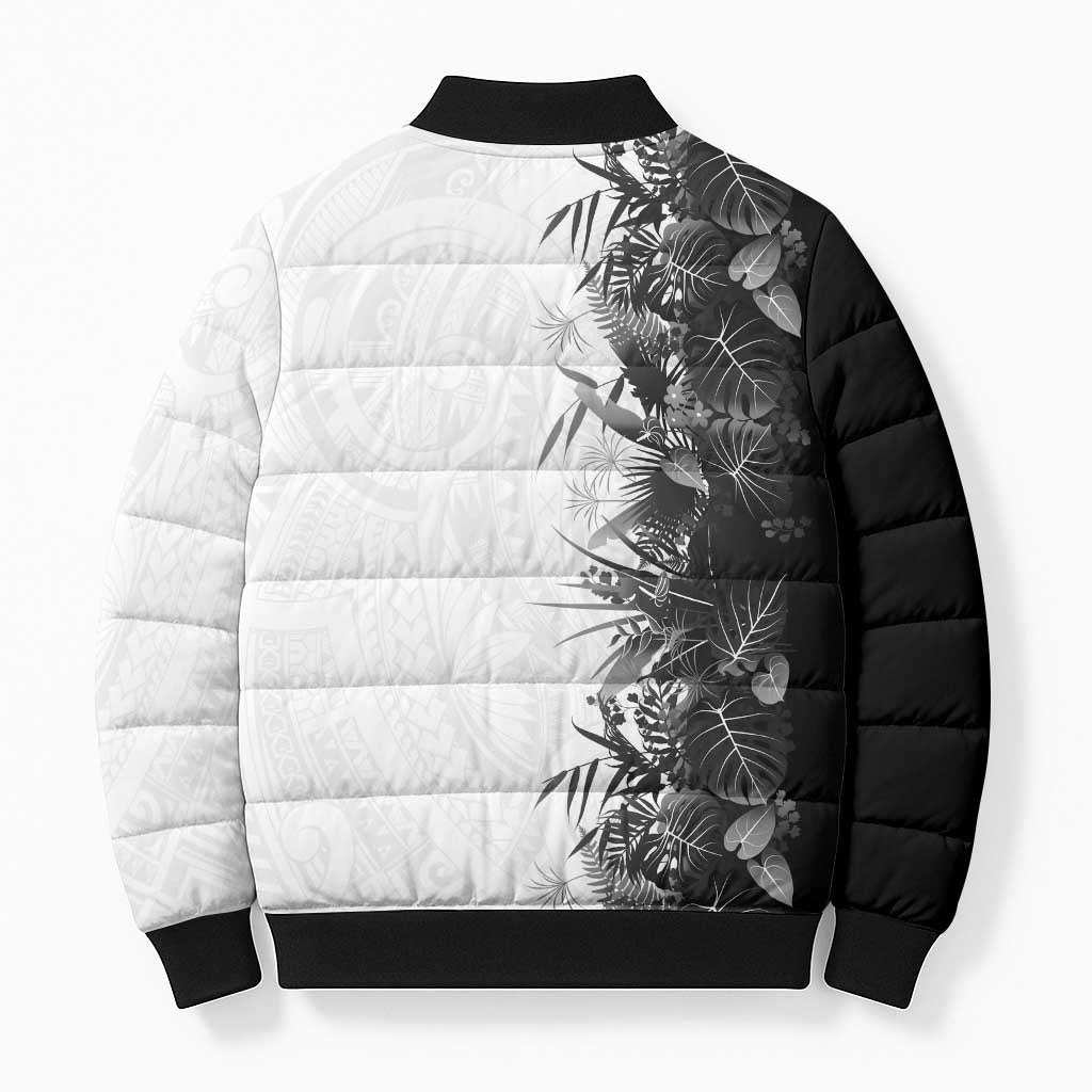 Hawaii Tropical Plant Monochrome Bomber Puffer Jacket Vibrant Polynesian Pattern LT01 - Polynesian Pride