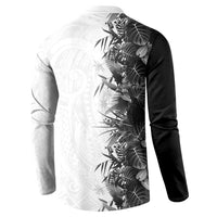 Hawaii Tropical Plant Monochrome Button Sweatshirt Vibrant Polynesian Pattern