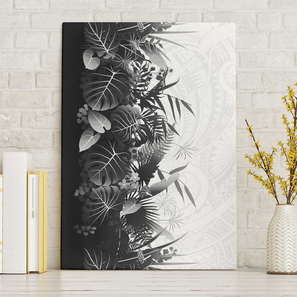 Hawaii Tropical Plant Monochrome Canvas Wall Art Vibrant Polynesian Pattern LT01 Without Frame Black - Polynesian Pride