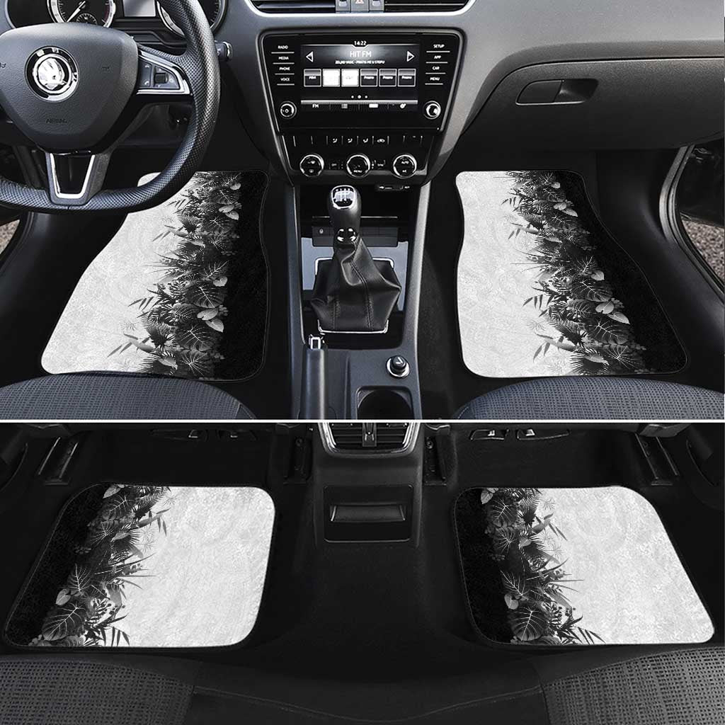 Hawaii Tropical Plant Monochrome Car Mats Vibrant Polynesian Pattern LT01 Set 4pcs Black - Polynesian Pride
