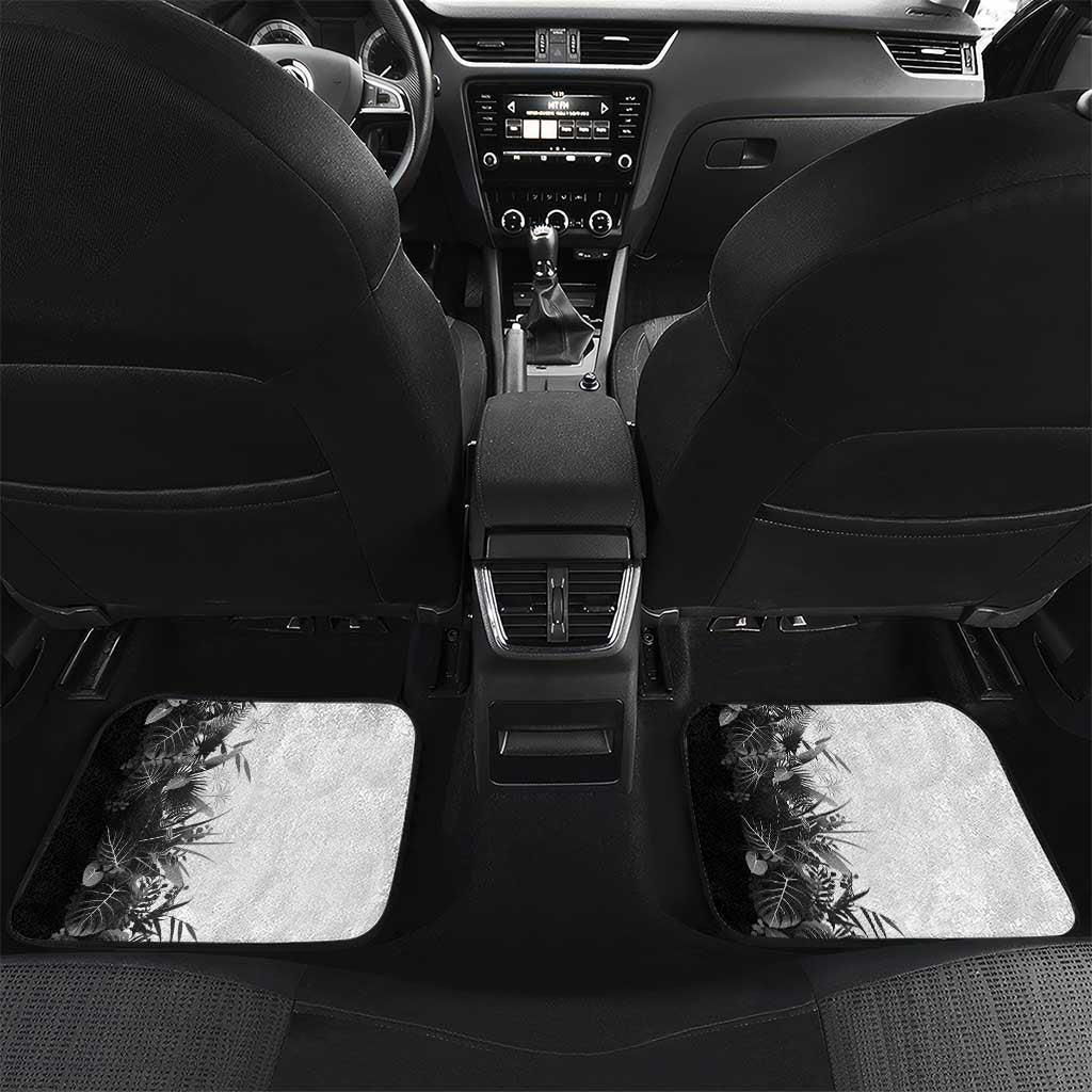Hawaii Tropical Plant Monochrome Car Mats Vibrant Polynesian Pattern LT01 Set 2pcs - Back Black - Polynesian Pride