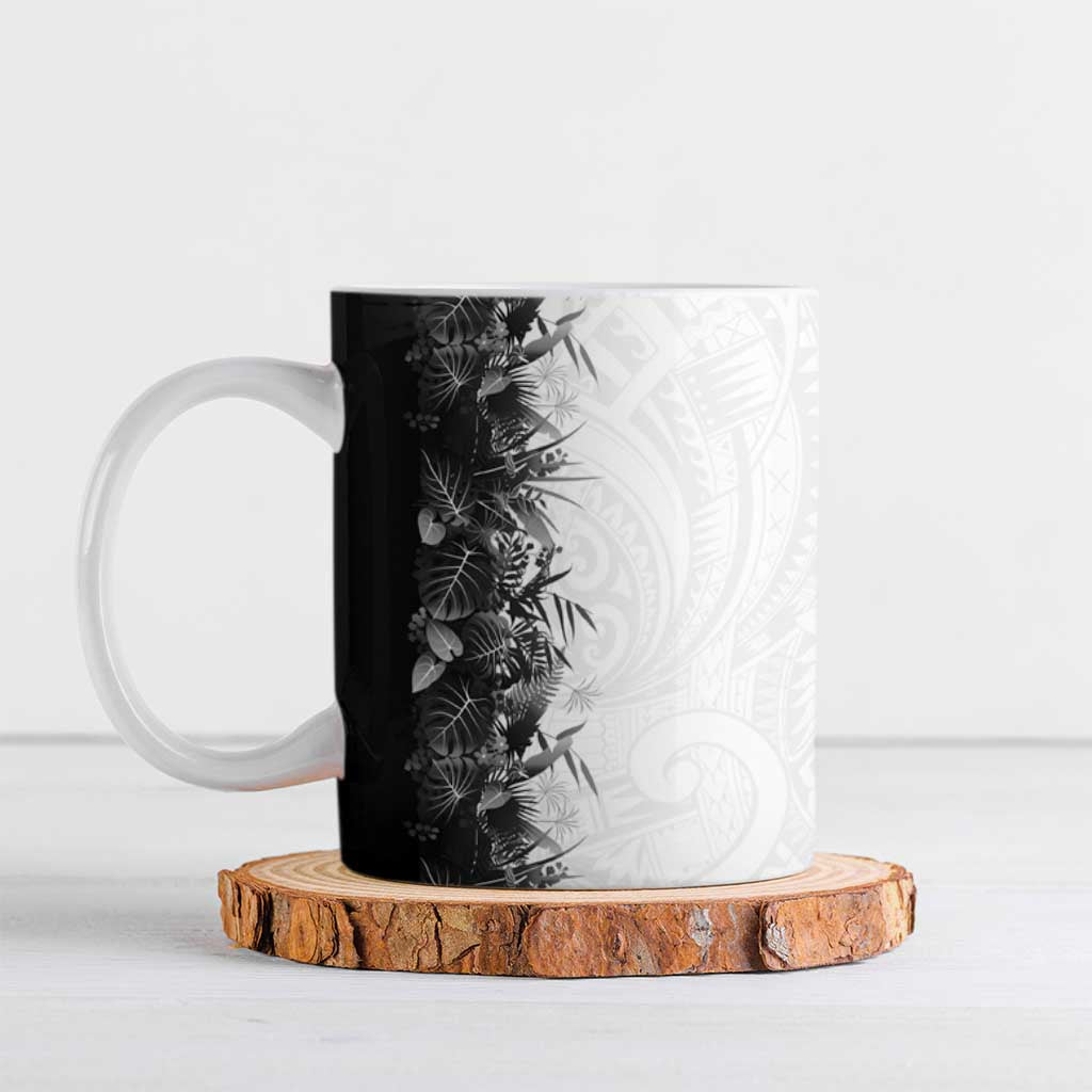 Hawaii Tropical Plant Monochrome Ceramic Mug Vibrant Polynesian Pattern LT01 Black - Polynesian Pride