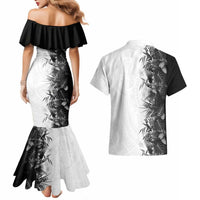 Hawaii Tropical Plant Monochrome Couples Matching Mermaid Dress and Hawaiian Shirt Vibrant Polynesian Pattern LT01 - Polynesian Pride